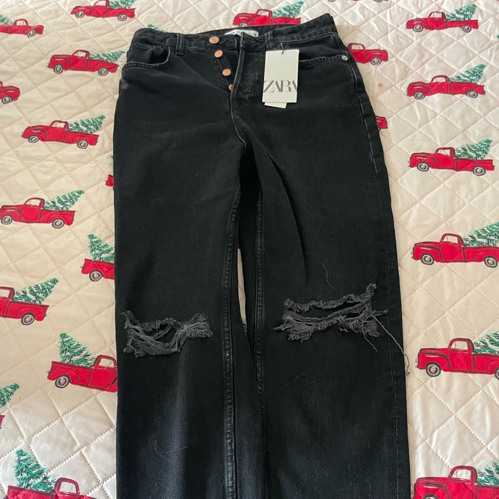 Black Zara distressed jeans